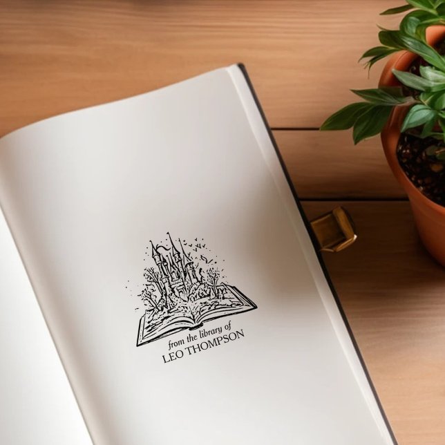 Vintage Fantasy Castle Bookplate Rubber Stamp (Creator Uploaded)