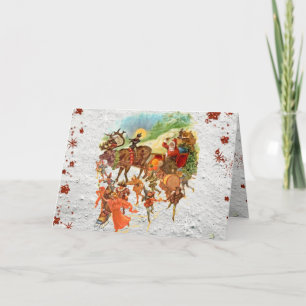 Vintage Fantasy Christmas Eve Ride Greeting Card