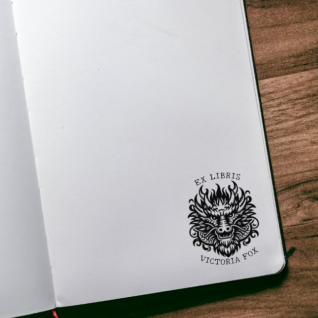 Vintage Fantasy Dragon Ex Libris Library Bookplate Rubber Stamp (Creator Uploaded)