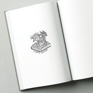 Vintage Fantasy Dragon Ex Libris Rubber Stamp