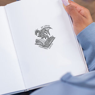 Vintage Fantasy Dragon Ex Libris Rubber Stamp
