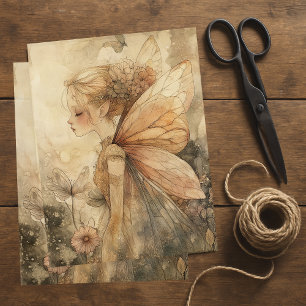 Vintage Fantasy Fairy with Crown Decoupage  Tissue Paper