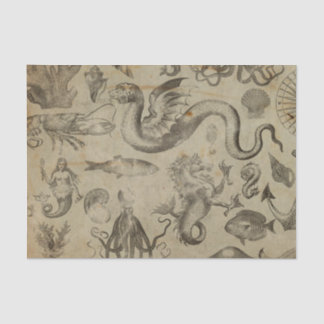 Vintage Fantasy Mermaid Water Creatures Tissue Paper