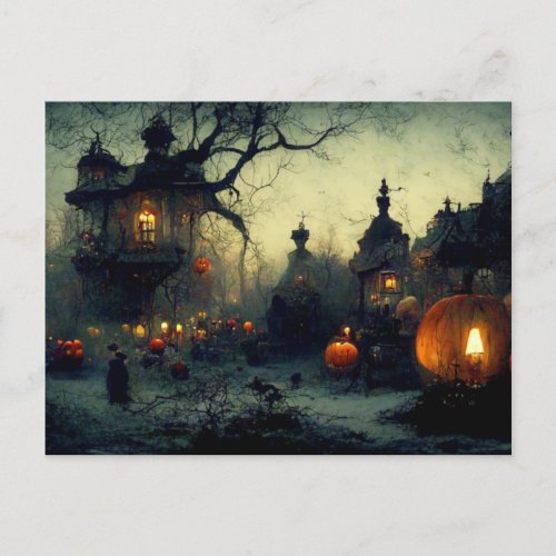 Vintage Fantasy Spooky Halloween Night Holiday Postcard