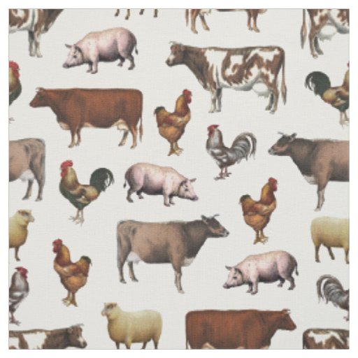 Vintage Farm Animal Fabric