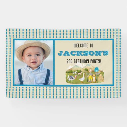 Vintage Farm Animal Photo Birthday Party Welcome Banner