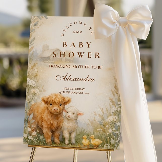 Vintage Farm Animals Meadow Baby Shower Foam Board (Creator Uploaded)