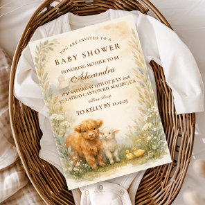 Vintage Farm Animals Meadow Baby Shower Invitation