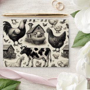 Vintage Farm Animals Painting Envelope