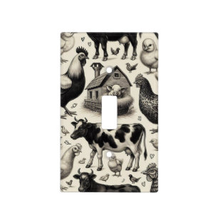 Vintage Farm Animals Painting Light Switch Cover