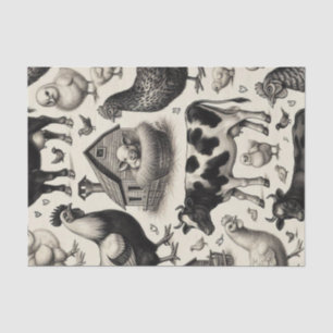 Vintage Farm Animals Painting Tissue Paper