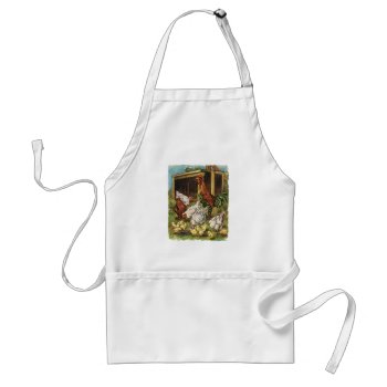 Vintage Farm Animals  Rooster  Hens  Chickens Adult Apron by Tchotchke at Zazzle
