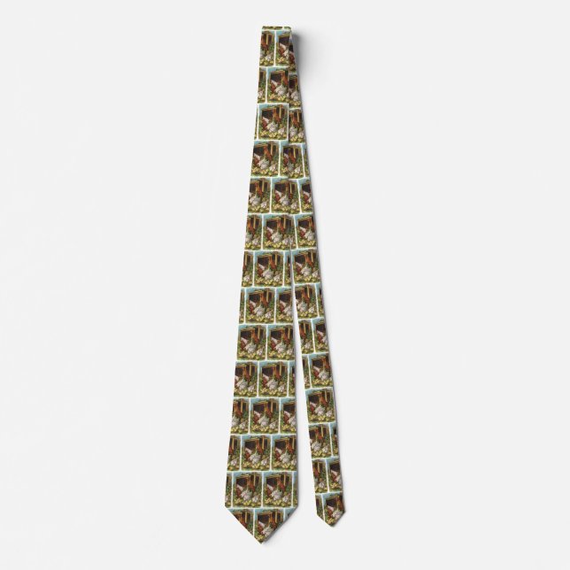 Vintage Farm Animals, Rooster, Hens, Chickens Tie (Front)