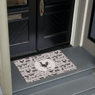 Vintage Farm Animals Rustic Collage Doormat