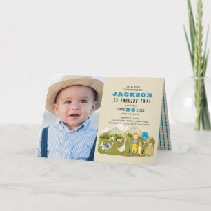 Vintage Farm Barnyard Animals Photo 2nd Birthday Invitation