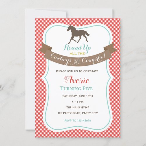 Vintage Farm Birthday Invitation Horse