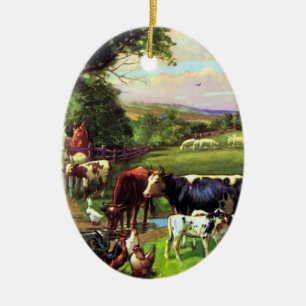 Vintage Farm Ceramic Ornament
