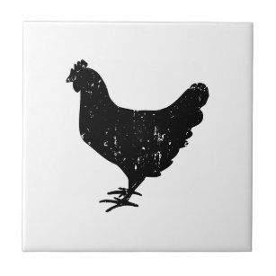Vintage farm chicken silhouette ceramic tile