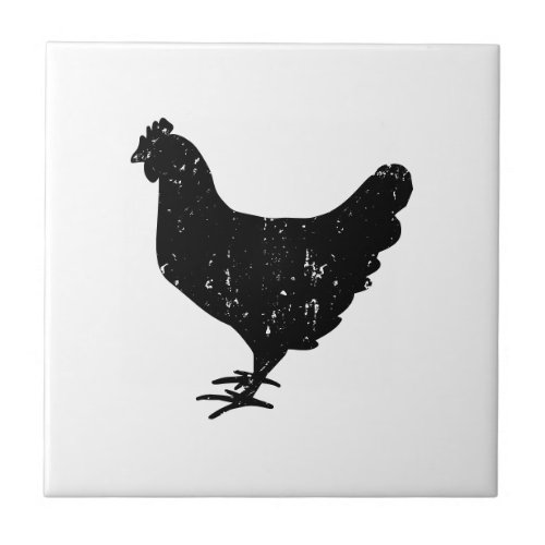 Vintage farm chicken silhouette ceramic tile