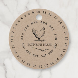 vintage farm encircled date egg carton favor tags