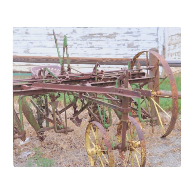 Vintage Farm Equipment Rusty Metal   Metal Print (Front)