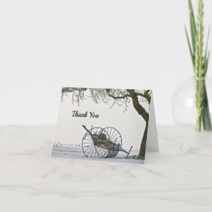 Vintage Farm Equipment Snow Photo Thank You Card