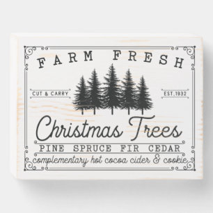 Vintage Farm Fresh Christmas Trees Wooden Box Sign