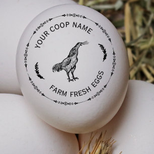 Vintage Farm Fresh Eggs Chicken Egg Carton Round Rubber Stamp