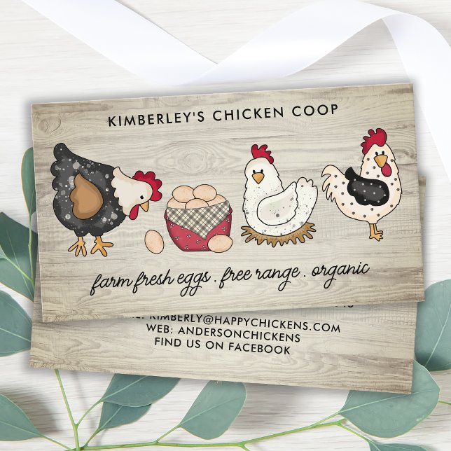 Vintage Farm Fresh Eggs Chicken Hens QR Code  Business Card (Creator Uploaded)