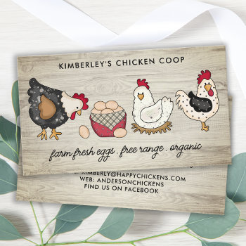 Vintage Farm Fresh Eggs Cute Chicken Farmhouse Business Card by BlackDogArtJudy at Zazzle