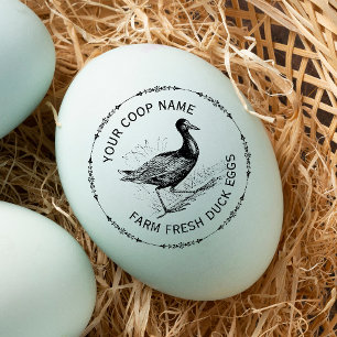 Vintage Farm Fresh Eggs Duck Egg Carton Round Rubber Stamp