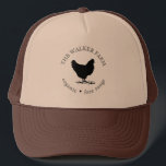 vintage farm fresh eggs trucker hat<br><div class="desc">Upgrade your homestead or family farm with this beautiful vintage egg carton sticker that coffee stain circle with chicken illustration. Customize with your own family name and be sure to check out our store for more items from this collection and choose between different colors that suit your needs.</div>