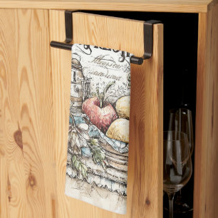  Vintage Farm Fresh Fruits and Veggies  Pattern  Kitchen Towel