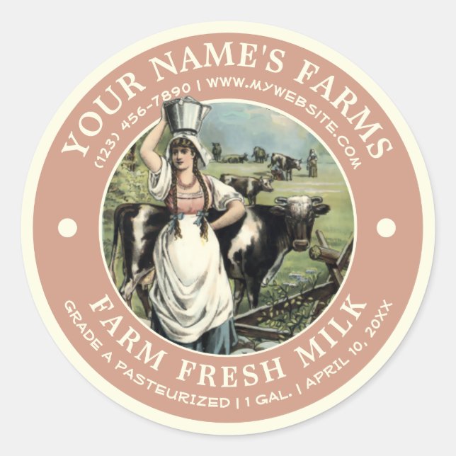 Vintage Farm Fresh Milk Label Template (Front)