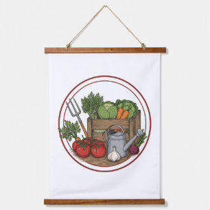 Vintage Farm Fresh Vegetable Crate Poster Rustic Hanging Tapestry