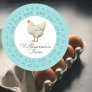 Vintage Farm Hen Encircled Date Egg Carton Blue Classic Round Sticker