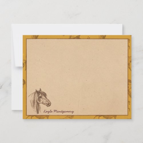Vintage Farm Horse Personalized Flat Note Cards