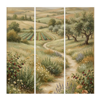 Vintage Farm Landscape Triptych Art