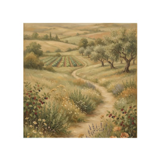 Vintage Farm Landscape Wood Art