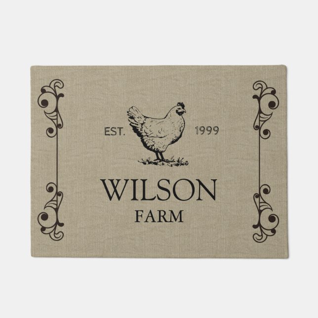Vintage Farm⎢ Personalized Door Mat (Front)