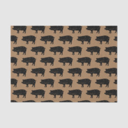 Vintage farm pig silhouette custom color brown tissue paper