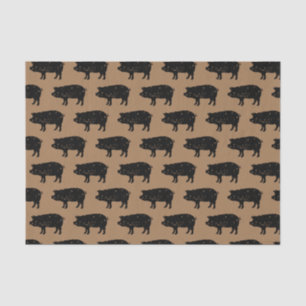 Vintage farm pig silhouette custom color brown tissue paper