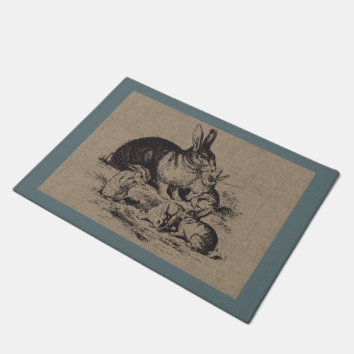 Vintage Farm Rabbits Country Farm and Pets Doormat