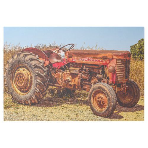Vintage Farm Red Tractor Farming Scene Gallery Wrap