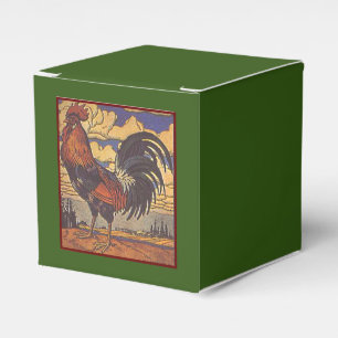 Vintage Farm Rooster Retro Country Illustration Favor Boxes