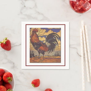 Vintage Farm Rooster Retro Country Illustration Napkins