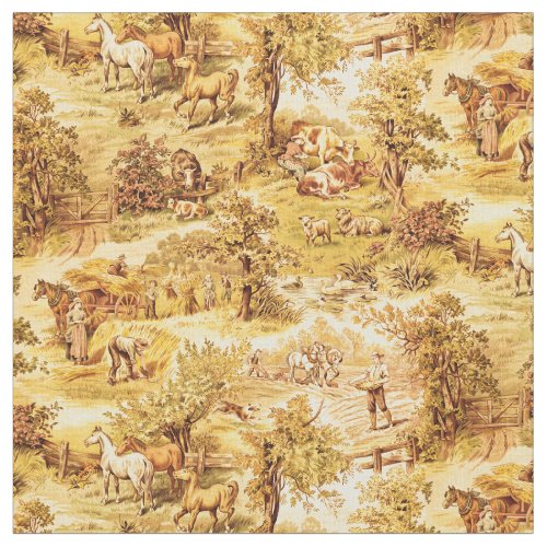 Vintage Farm Scenes pattern Fabric