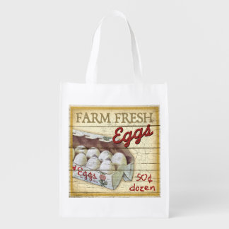 Vintage Farm Stand sign, Eggs, grocery bag