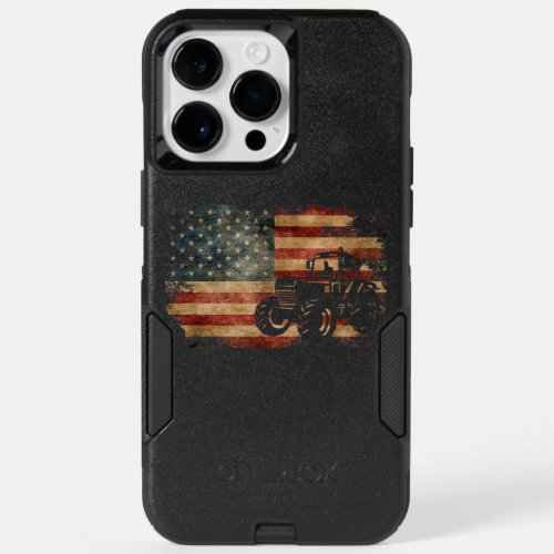 Vintage Farm Tractor American Flag Patriotic Farmi OtterBox iPhone 14 Pro Max Case