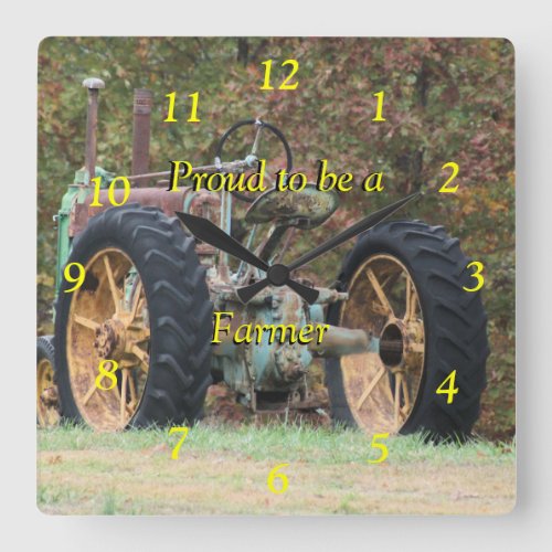 Vintage Farm Tractor Clock_ customize it Square Wall Clock